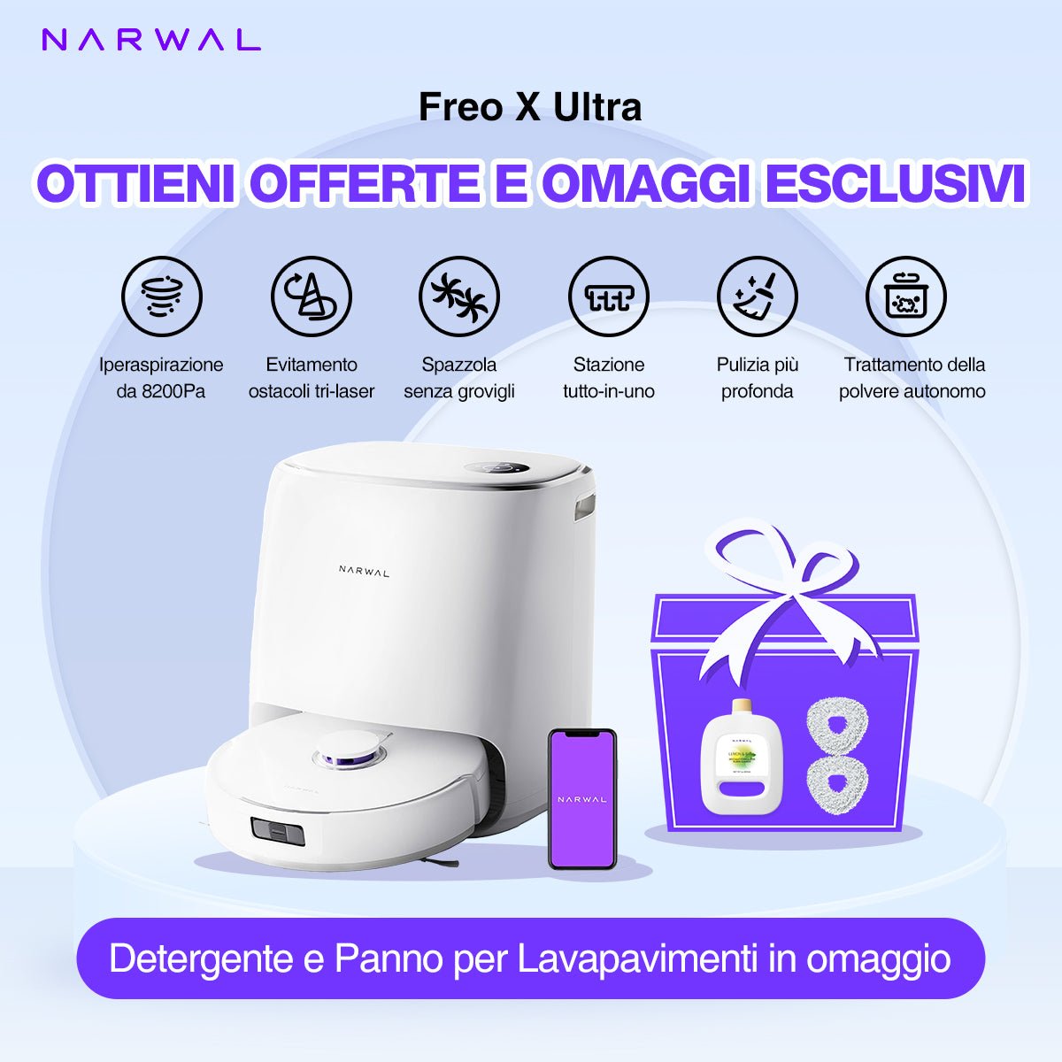 NARWAL Freo X Ultra Robot Aspirapolvere e Lavapavimenti con Stazione All-in-one