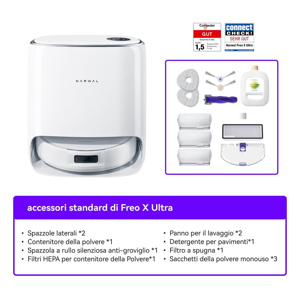 Narwal Freo X Ultra Robot Lavapavimenti E Aspirapolvere - Autopulente, 8200Pa, DirtSense - Foto 6