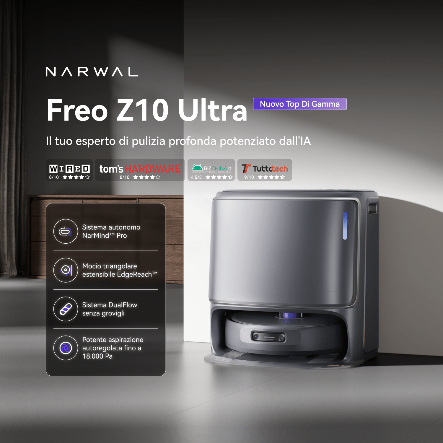 NARWAL Freo Z10 Ultra: Robot Aspirapolvere e Lavapavimenti