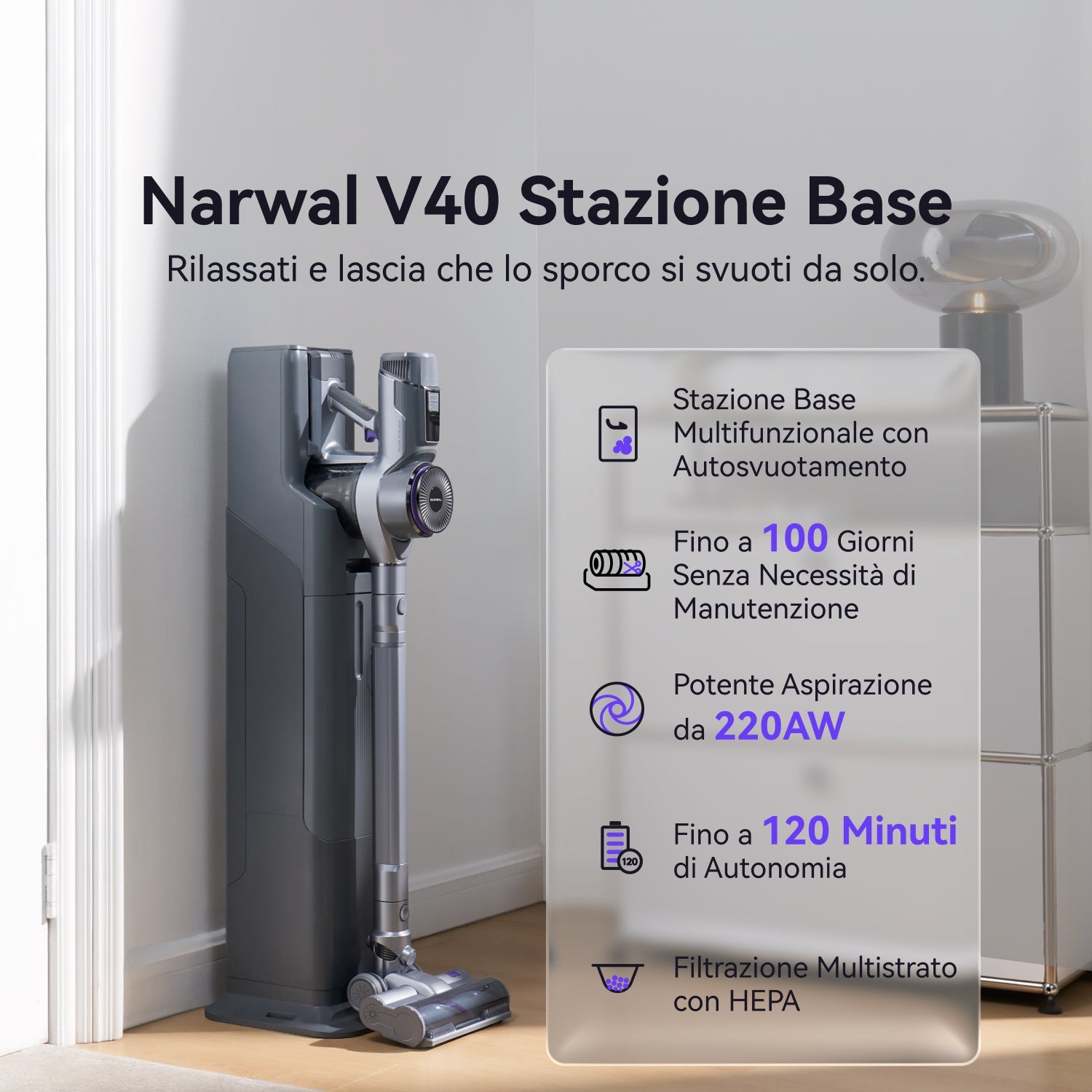 NARWAL V40 Station Aspirapolvere senza fili 6